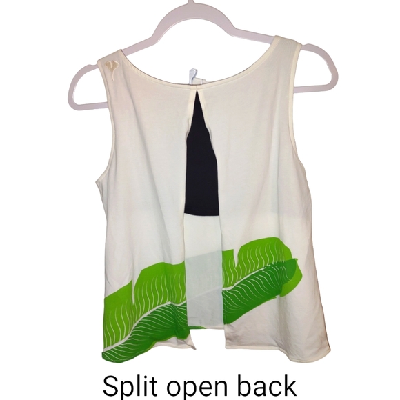 🎀 Gorgeous NWT Ginkgo Supima banana leaf print athletic top - Picture 3 of 8